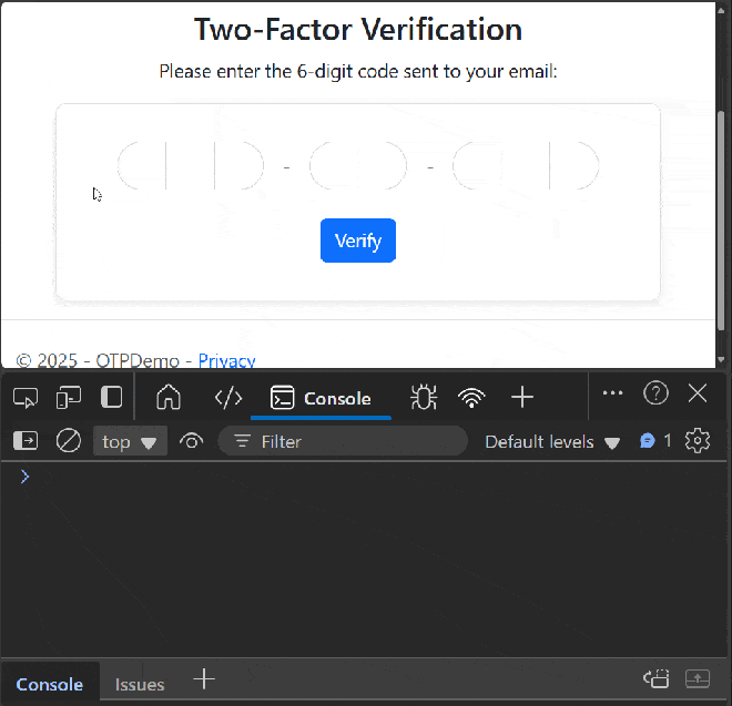 Gestion de l'événement onChange pour afficher la valeur actuelle du contrôle OTPInput