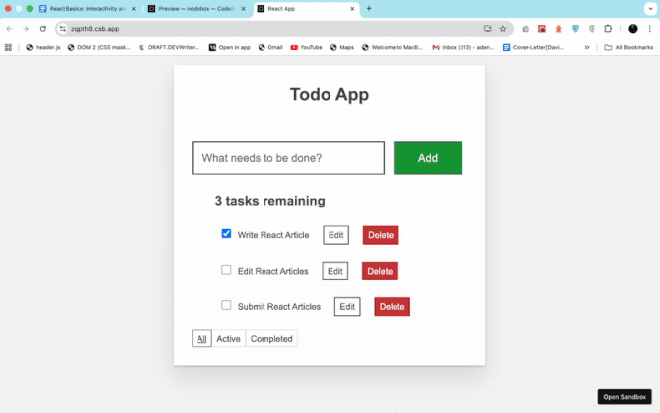 Démo d'une application Todo Démo de toutes les applications