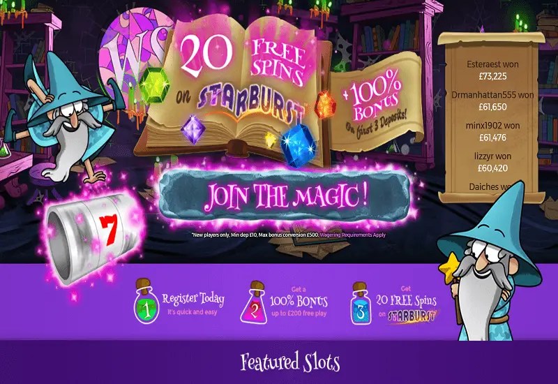 Wizard Slots Casino Bonus - Win Up To 500 Free Spins