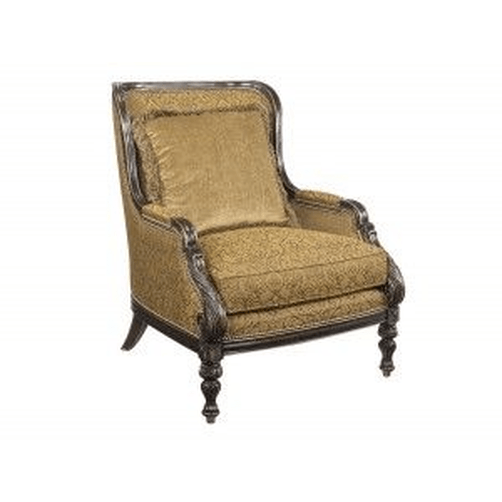 Classic Style Gold Fabric Sofa with Ornate Wood Frame