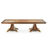 Antique Style Rectangular Dining Table Wood Inlay