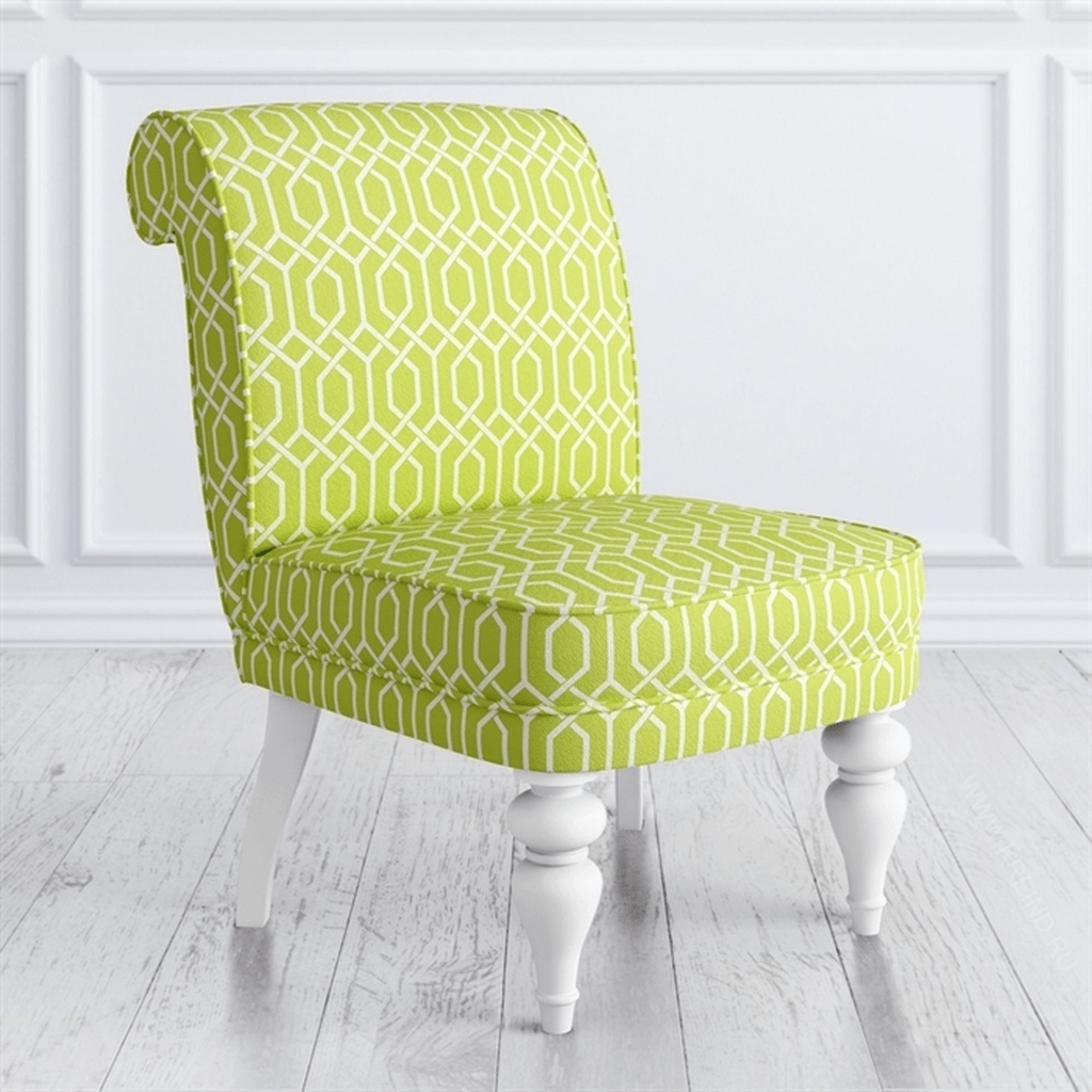 Green and White Geometric Pattern Accent Chair