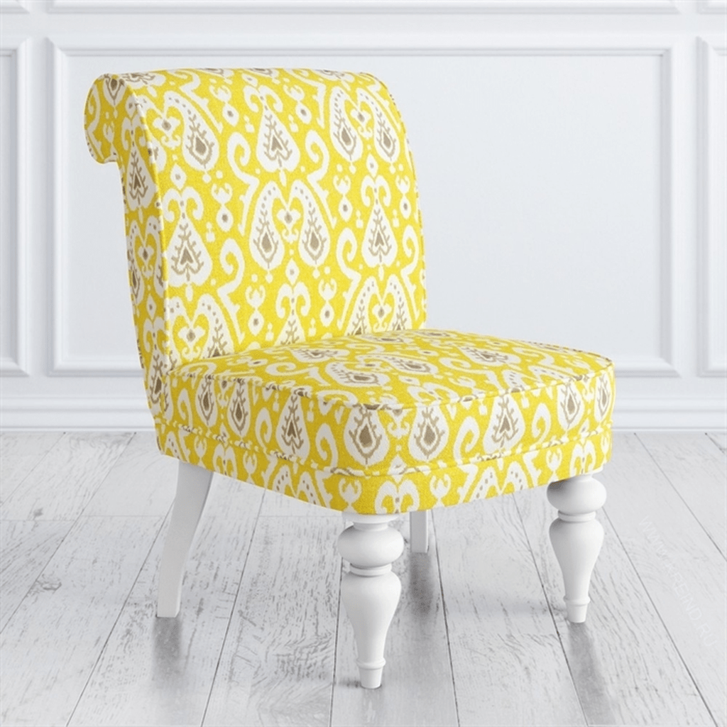 Yellow and White Patterned Accent Chair