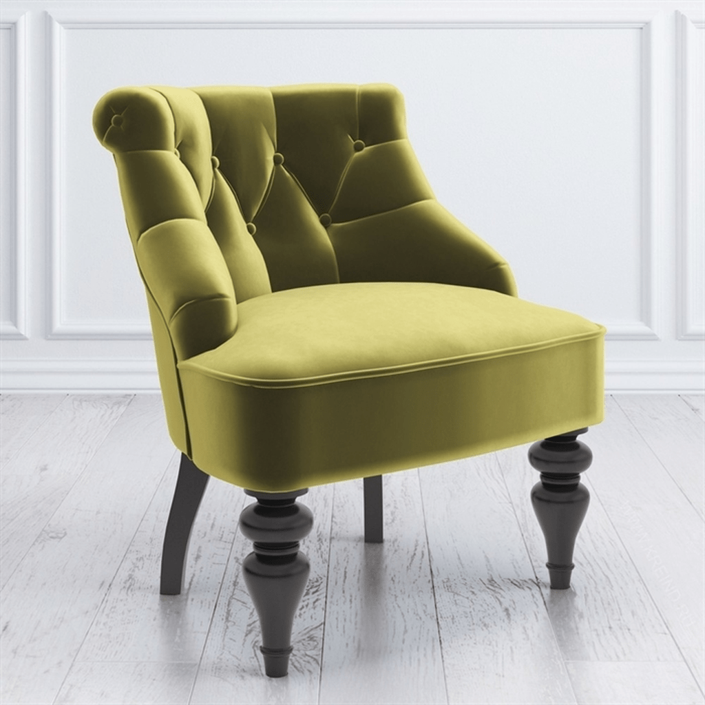 Olive Green Velvet Sofa with Button Tufted Backrest