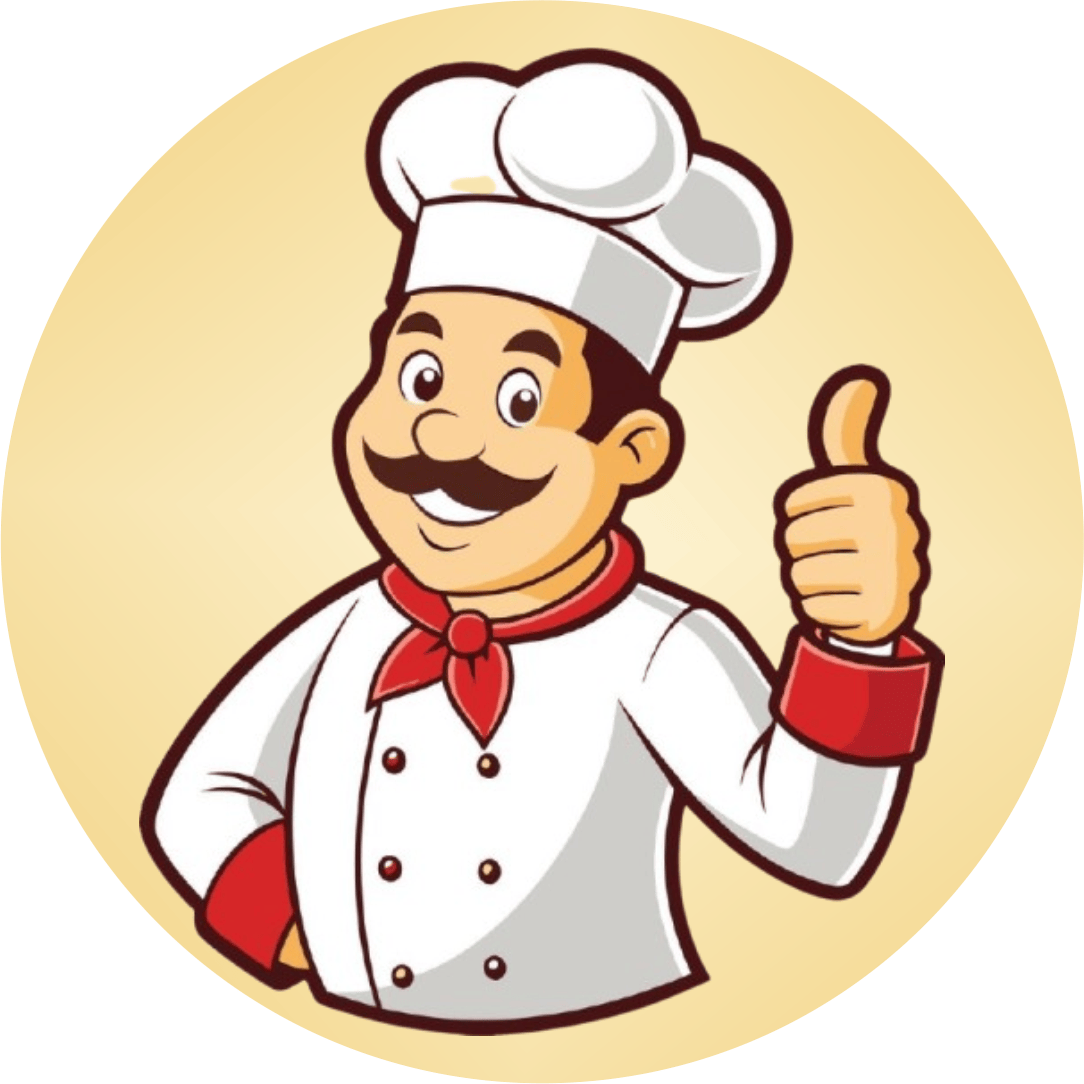 Chef illustration representing safe and proper food wrapping with Dabba Sheet
