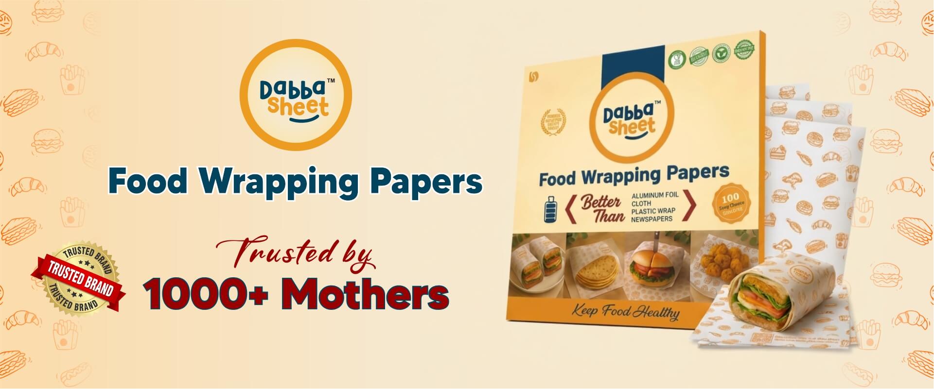 Dabba Sheet food wrapping paper box with pre-cut food wrapping sheets trusted by 1000+ mothers