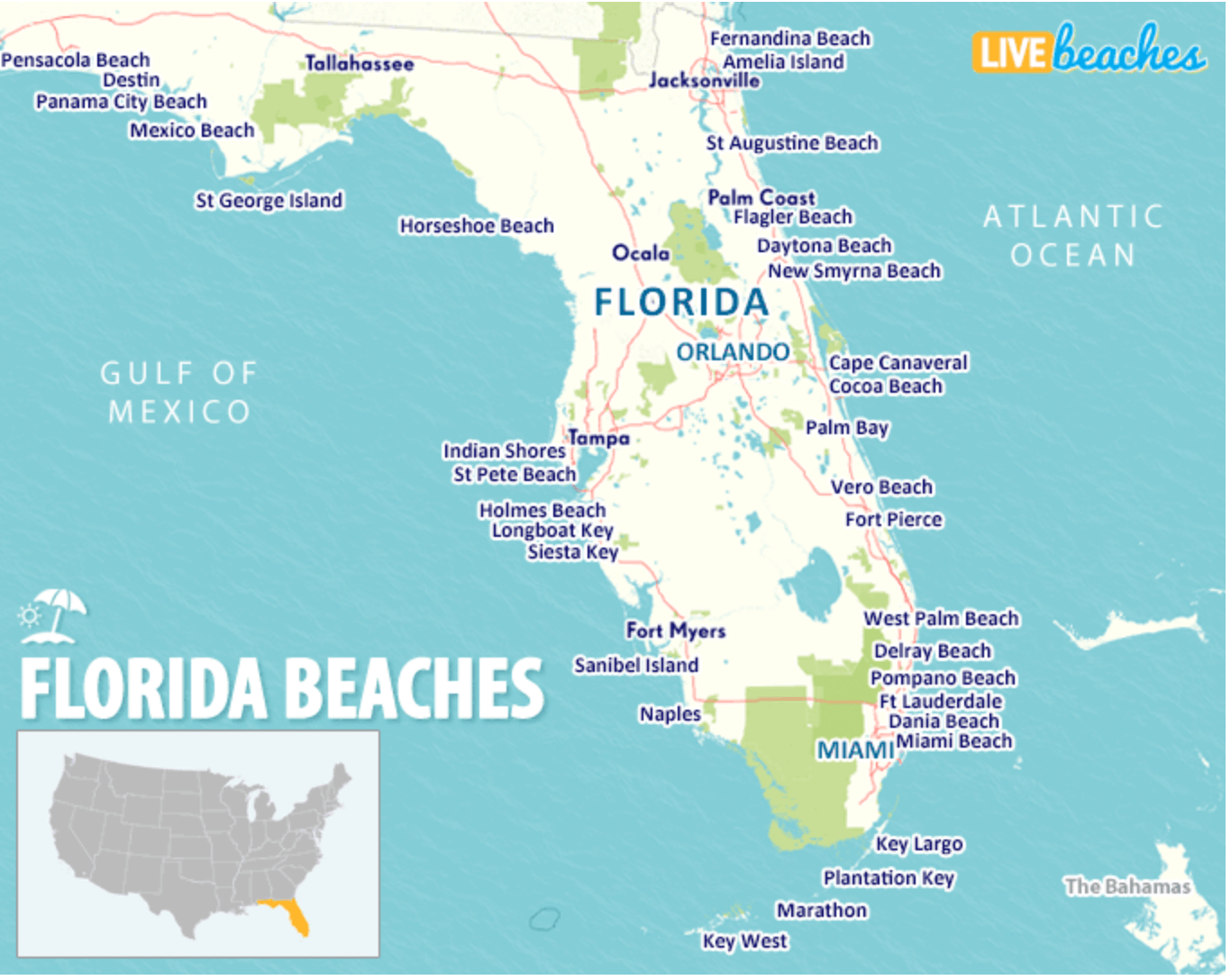 Map Of Best Beaches In Florida Toursmaps Com Flroida.