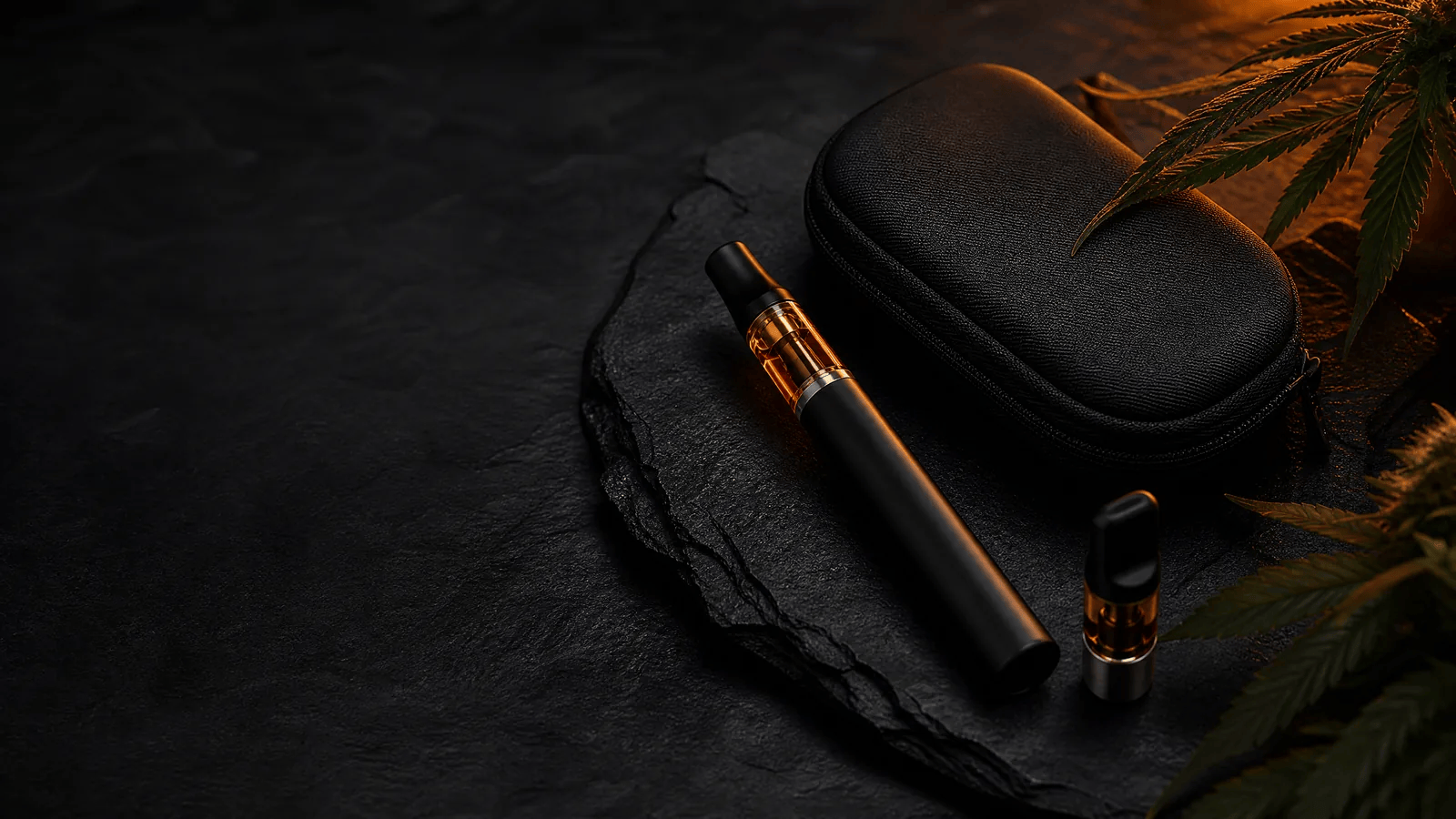Editorial cover showing a beginner vape starter arrangement with a device, cartridge, and case