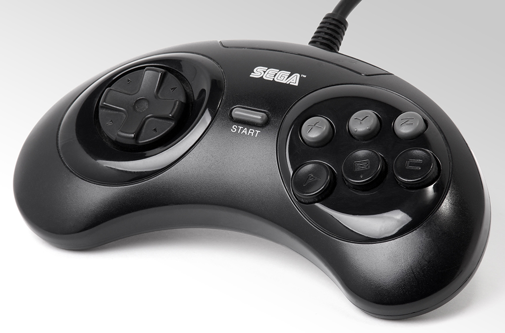 Sega Megadrive or Genesis controller, in six-button form