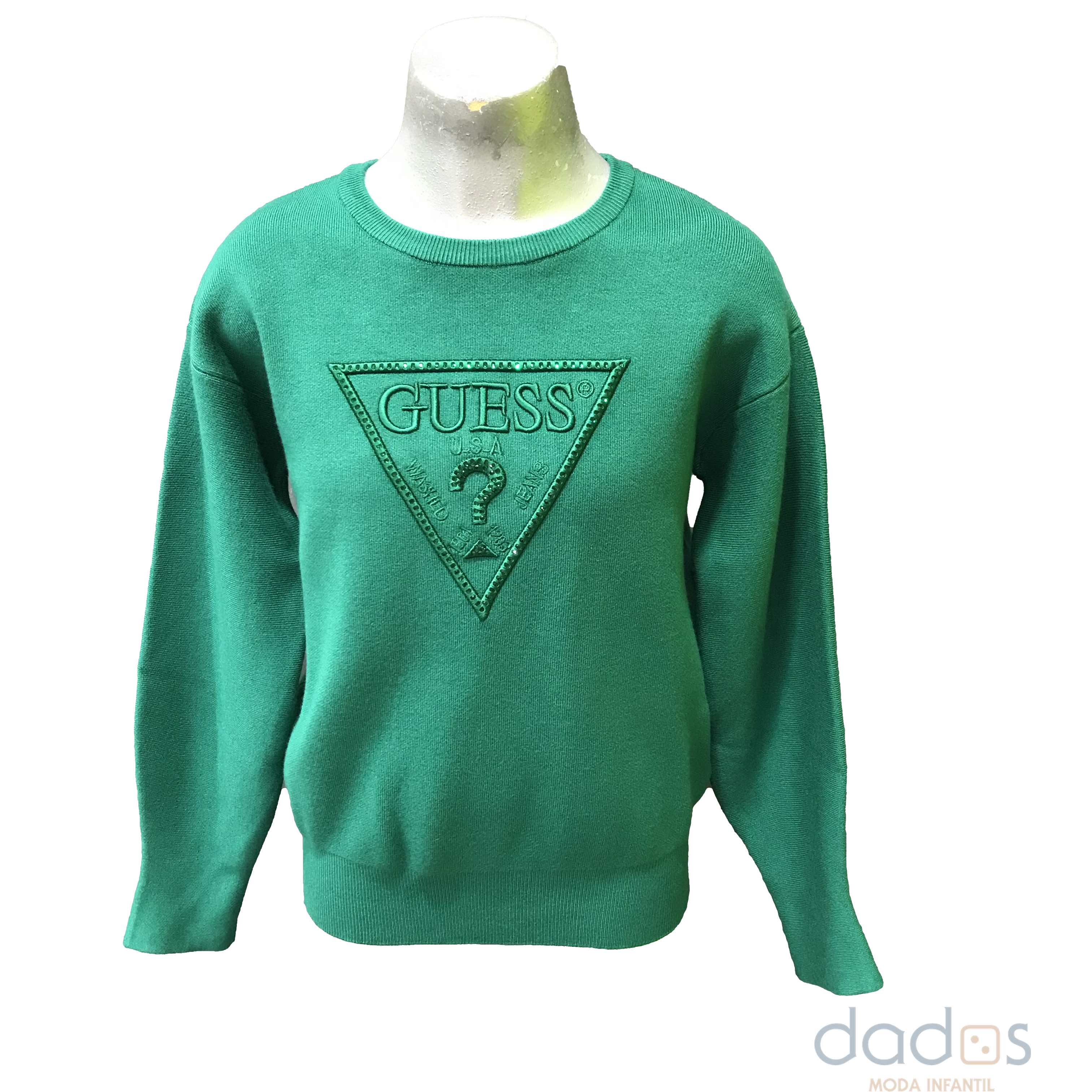 Guess sudadera chica verde punto milano - Dados moda junior