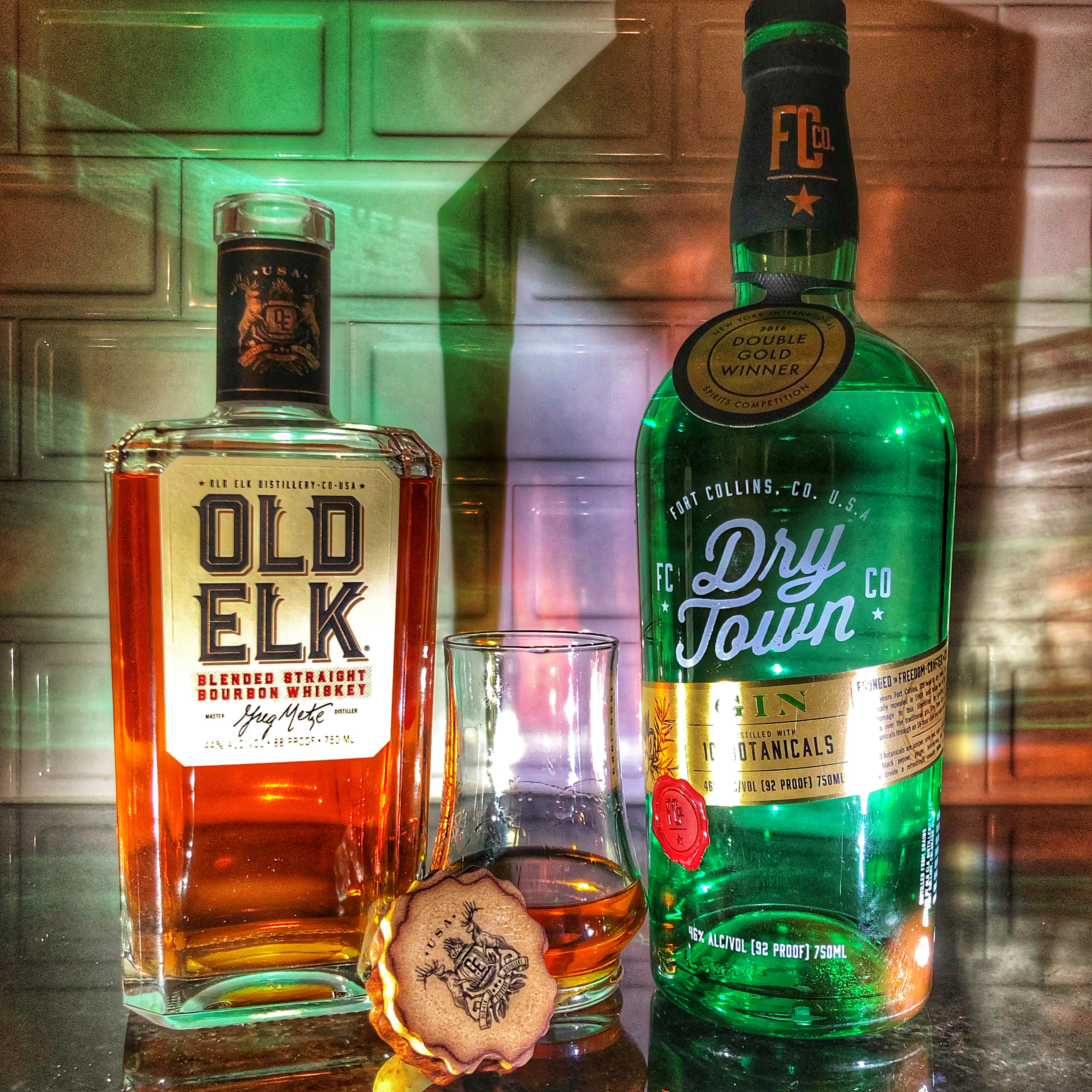 Old Elk Bourbon and Dry Town Gin