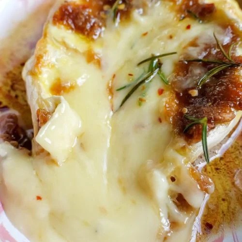 Baked brie with garlic confit and butter