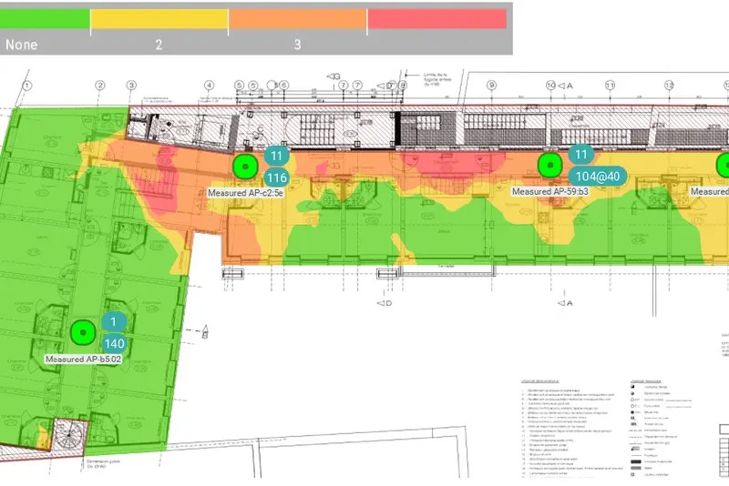 Wifi en dekkingsoplossingen kunnen bekeken worden aan de hand van een heatmap.