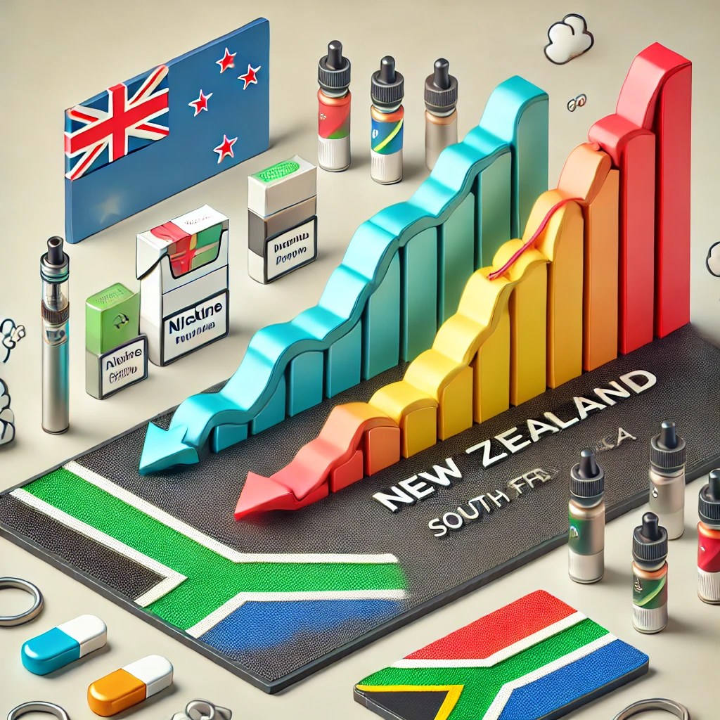 Graph illustrating smoking prevalence trends in New Zealand and South Africa.