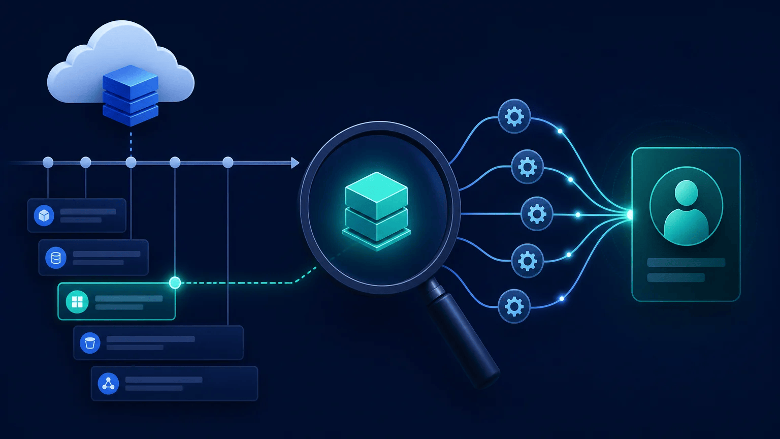How to Use AWS CLI CloudTrail Event Lookup Commands Magnifying glass tracing a cloud resource change through an event timeline and user identity