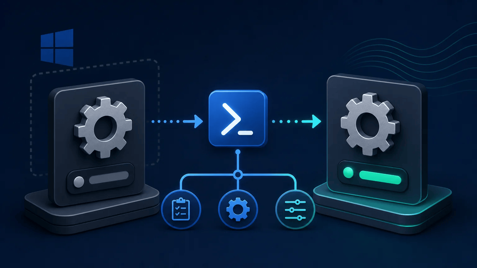 PowerShell automation checks a stopped Windows service and restores it to a running state