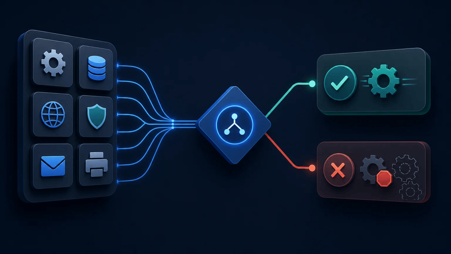 How to Use If Statements in PowerShell to Check Service Status Abstract service status checks branching into running, stopped, and missing outcomes