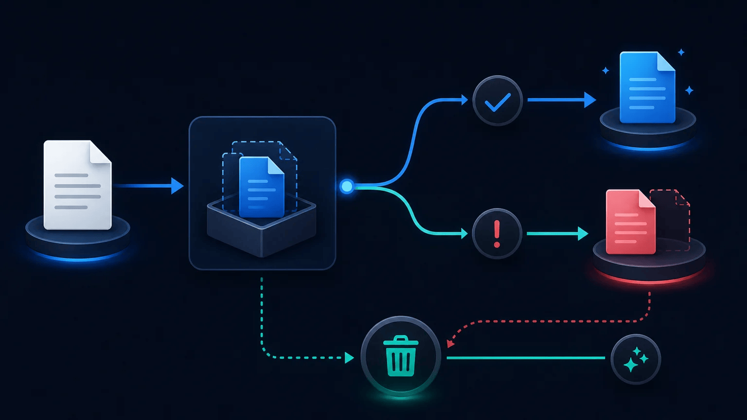 PowerShell Error Handling with try, catch, and finally PowerShell file workflow showing error recovery and temporary resource cleanup