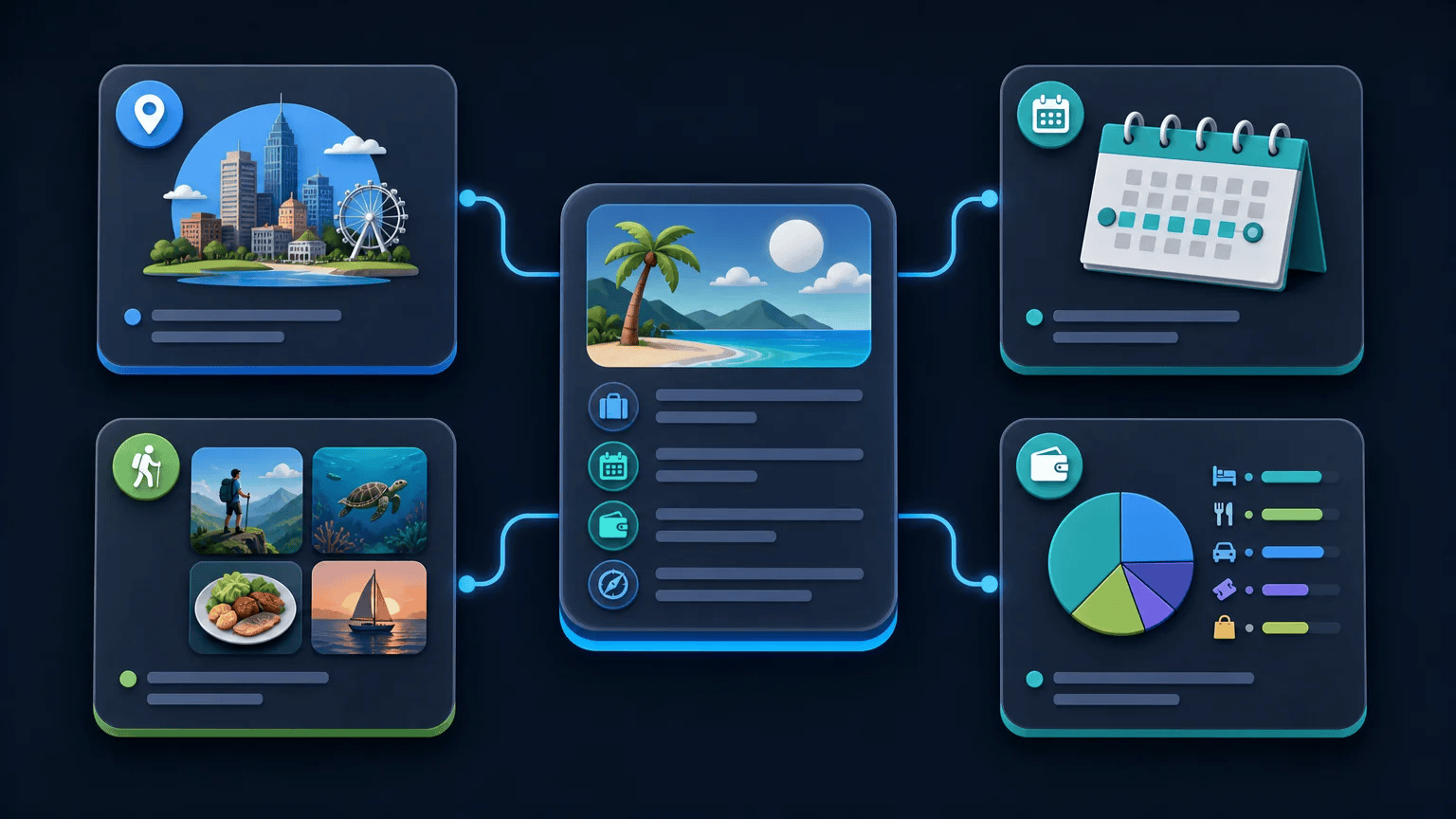 Vacation itinerary components organized as connected Python class objects