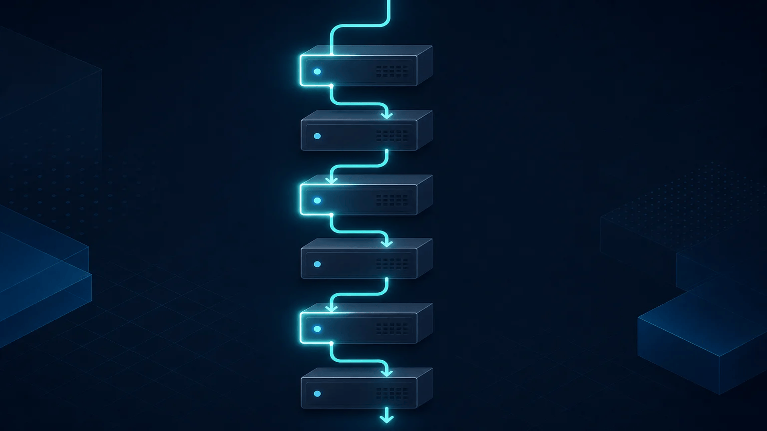 Python For Loops: Process Each Item in a List Sequential processing path highlighting server names in a list