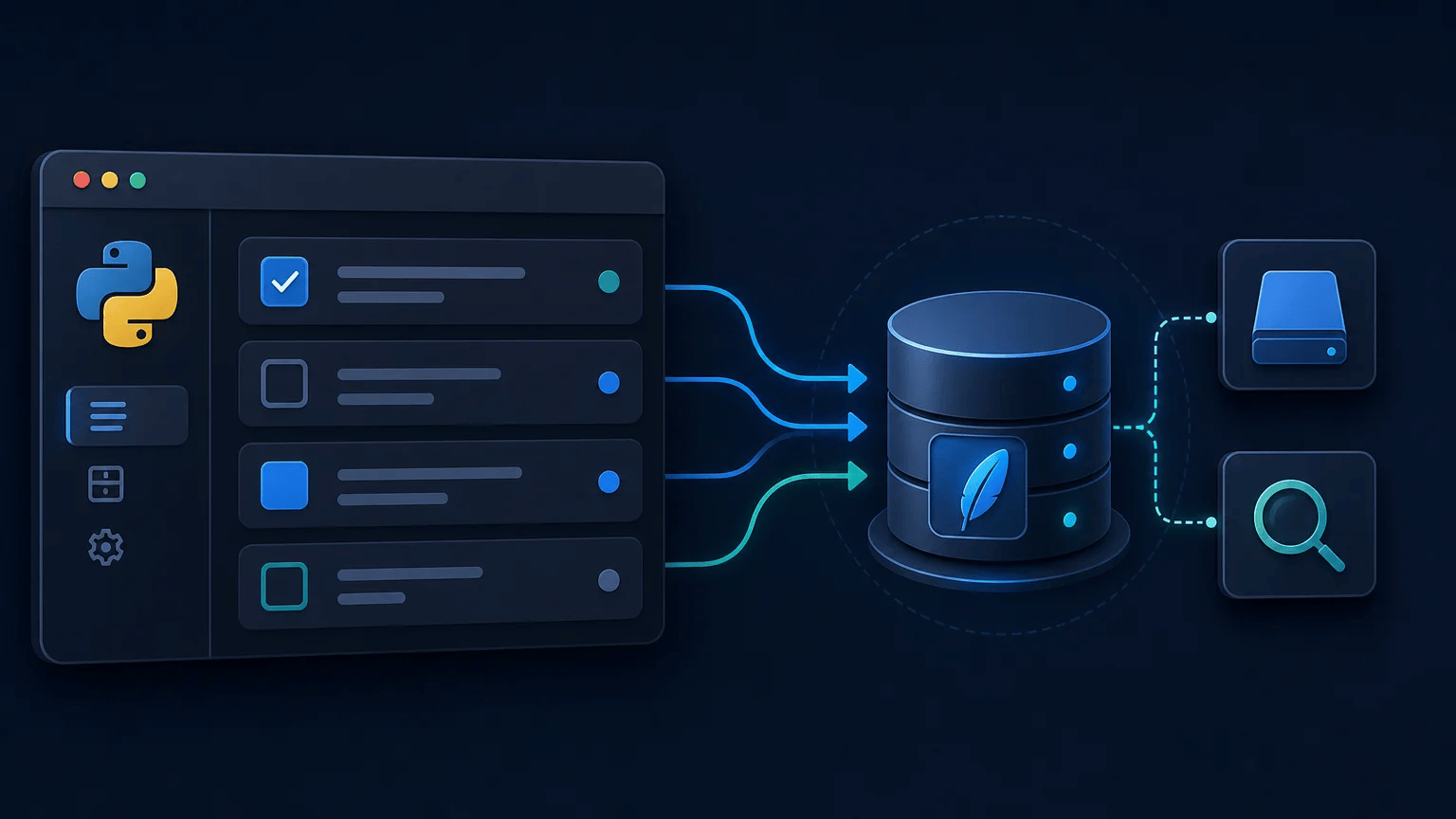 Working with SQLite Databases in Python Python task application connected to a local SQLite database for storing and searching tasks