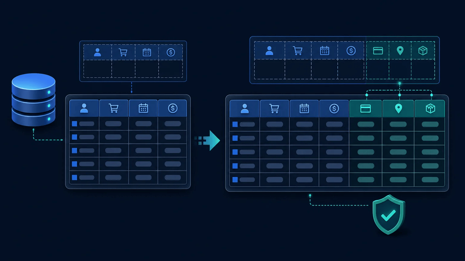SQL CREATE TABLE and ALTER TABLE: A Beginner’s Guide Customer orders table schema expanding with new columns and safe data relationships