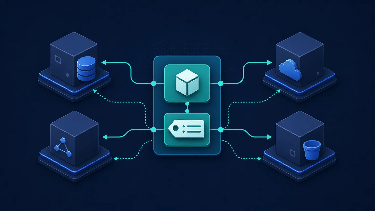 Central reusable values connected to consistently named and tagged cloud resource blocks