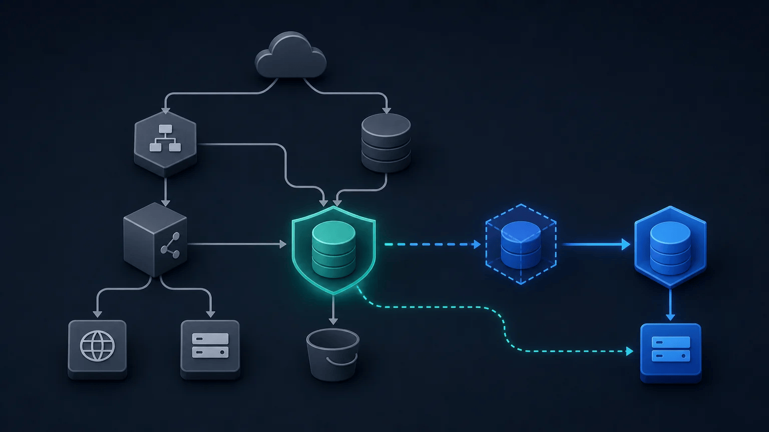 Terraform dependency graph showing protected production resources and controlled replacement paths