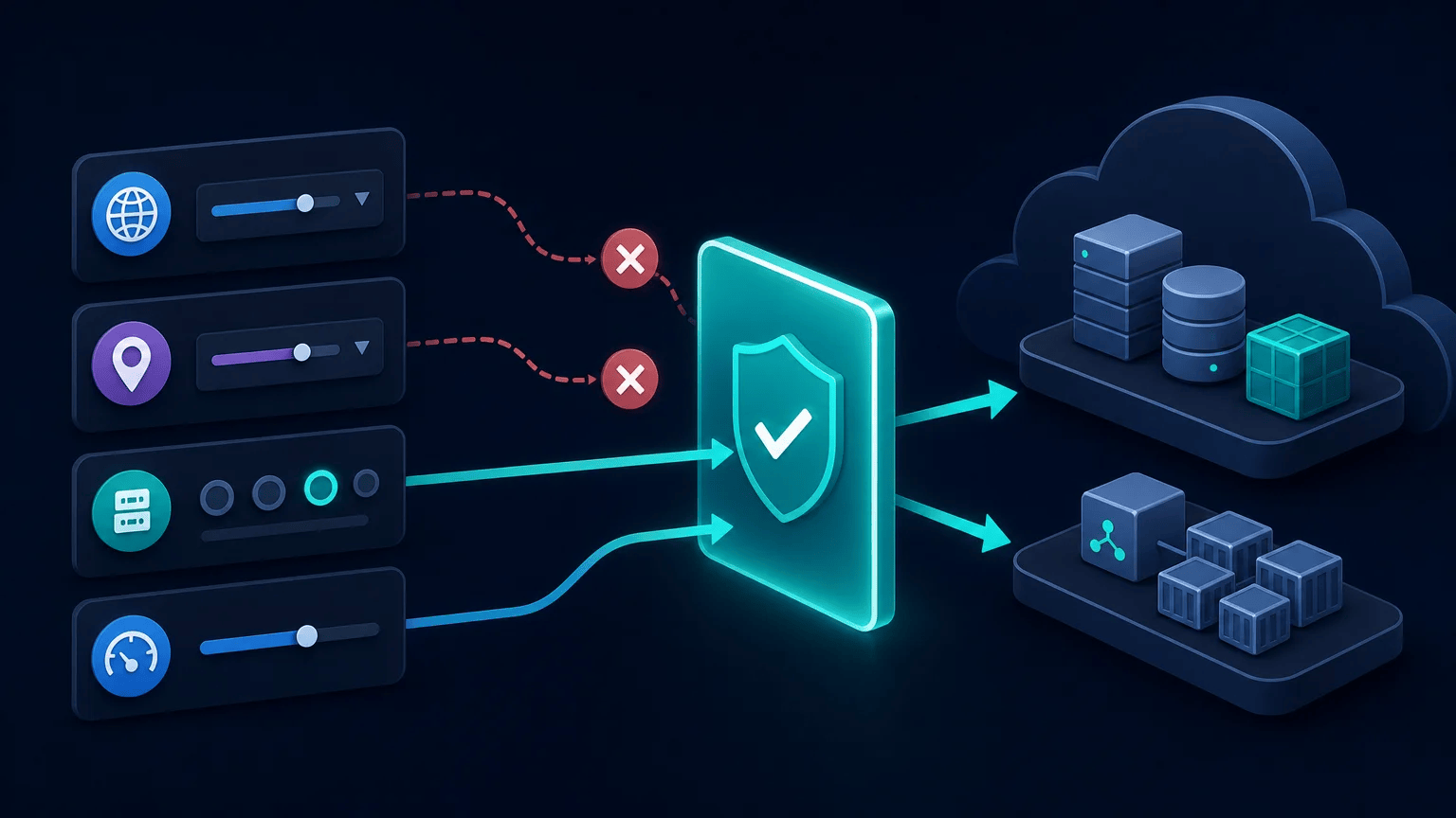 Abstract validation gateway filtering Terraform configuration inputs before cloud infrastructure deployment