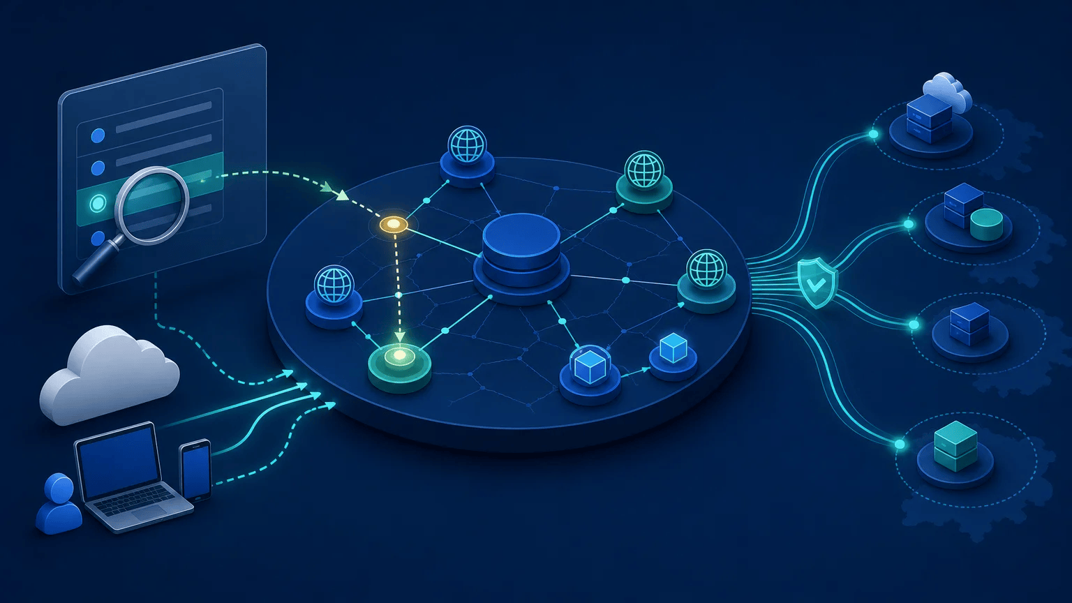 Cloud DNS hosted zone connecting application endpoints while a record update propagates through the network.