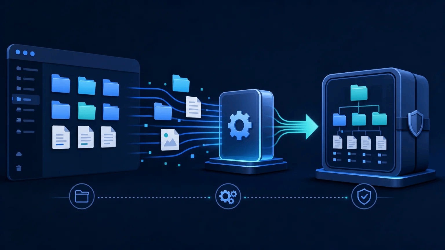 Automated PowerShell workflow organizing exported reports into structured backup folders