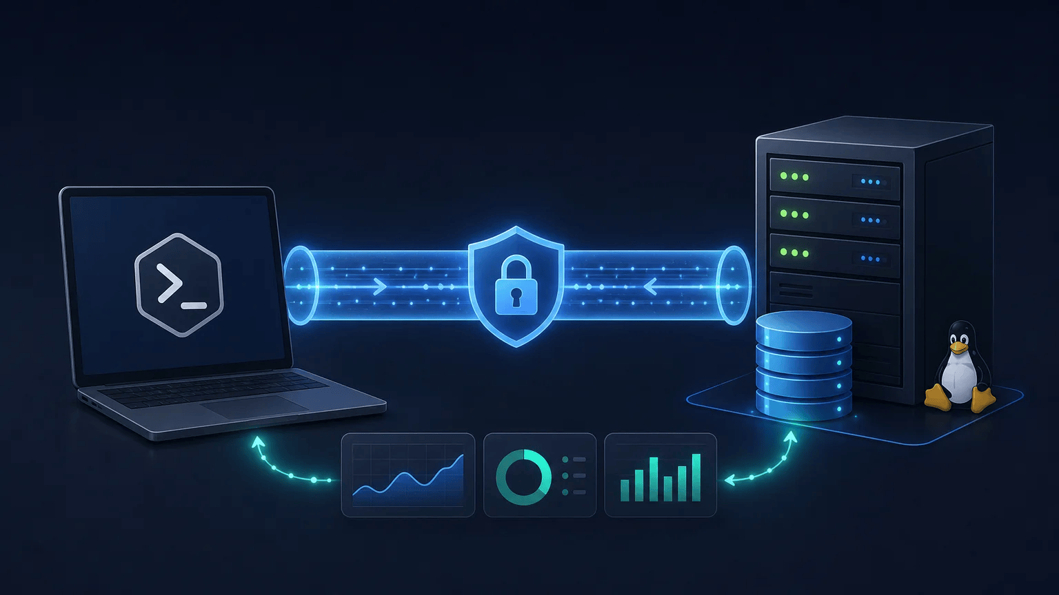 How to Run Secure Remote Commands with SSH in Bash Secure encrypted connection collecting disk and system status from a remote Linux server