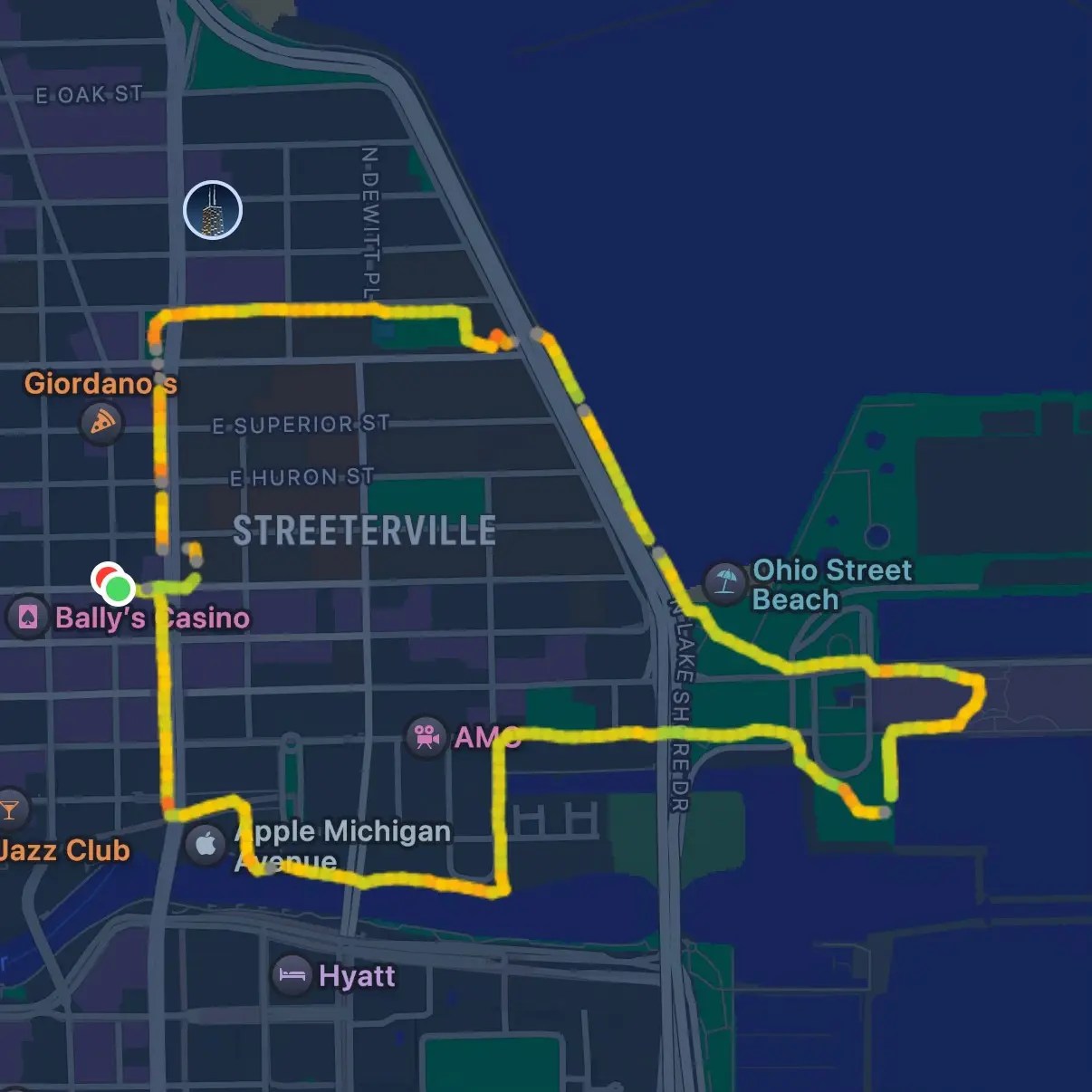 Map view of running route.
