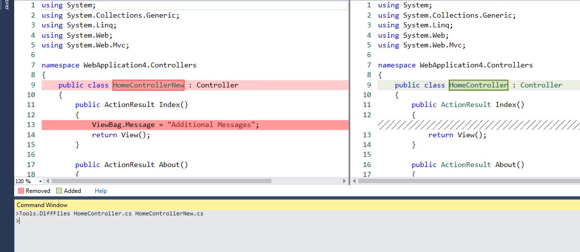 Compare files in Visual Studio IDE using DiffFiles Tool – Daily .NET Tips