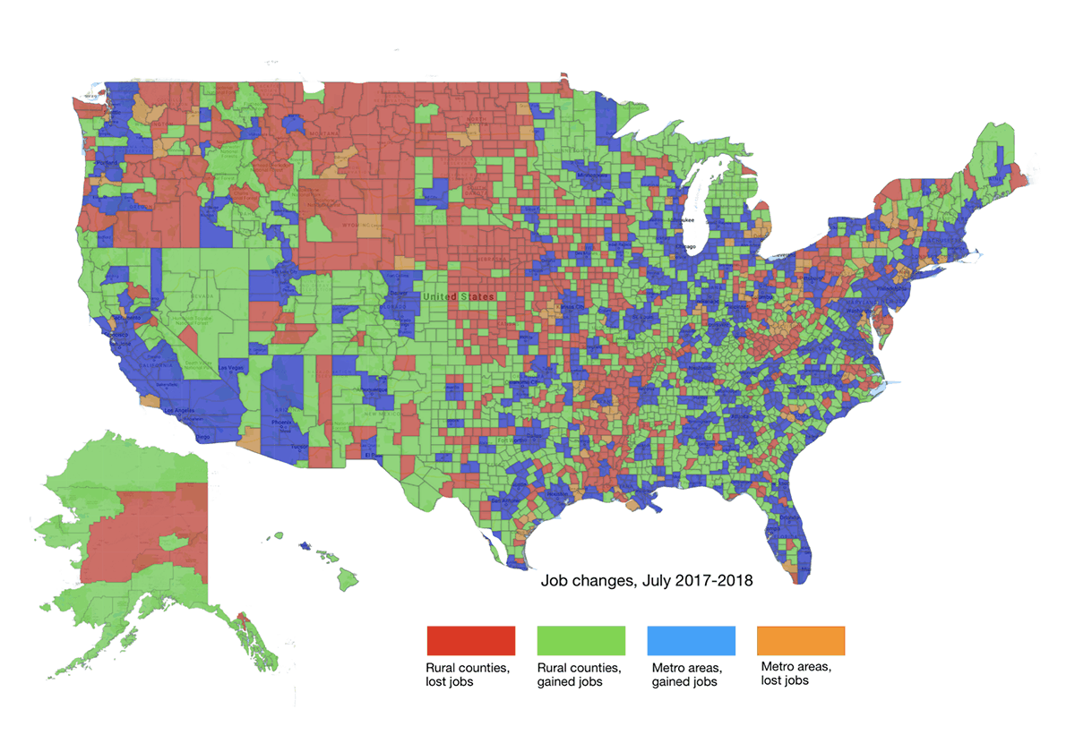 Rural Jobs Grow at Slower Pace than Metro for July 2018 The Daily Yonder