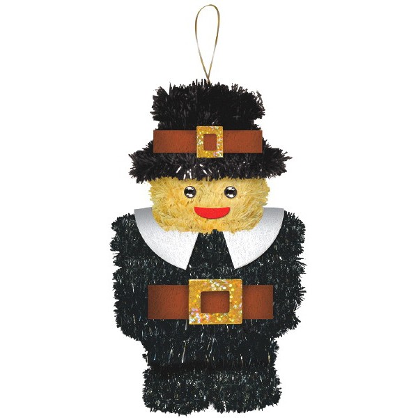 3D value pilgrim boy tinsel decoration - 7" x 3 1/4"
