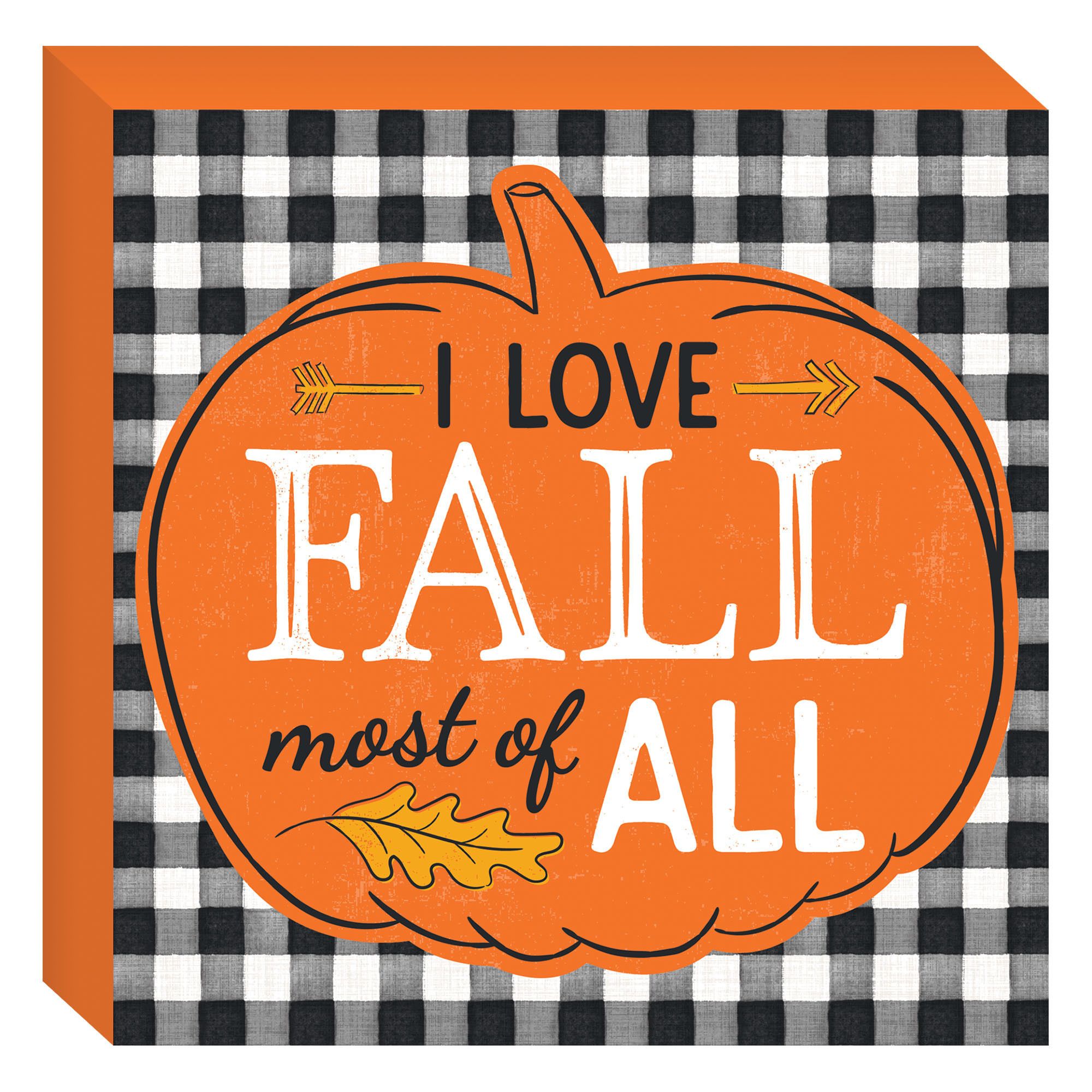 I Love Fall Square Plaque