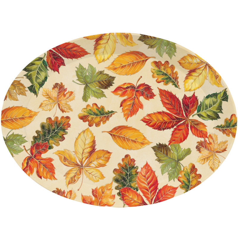 Fall Leaves Oval Plastic Tray