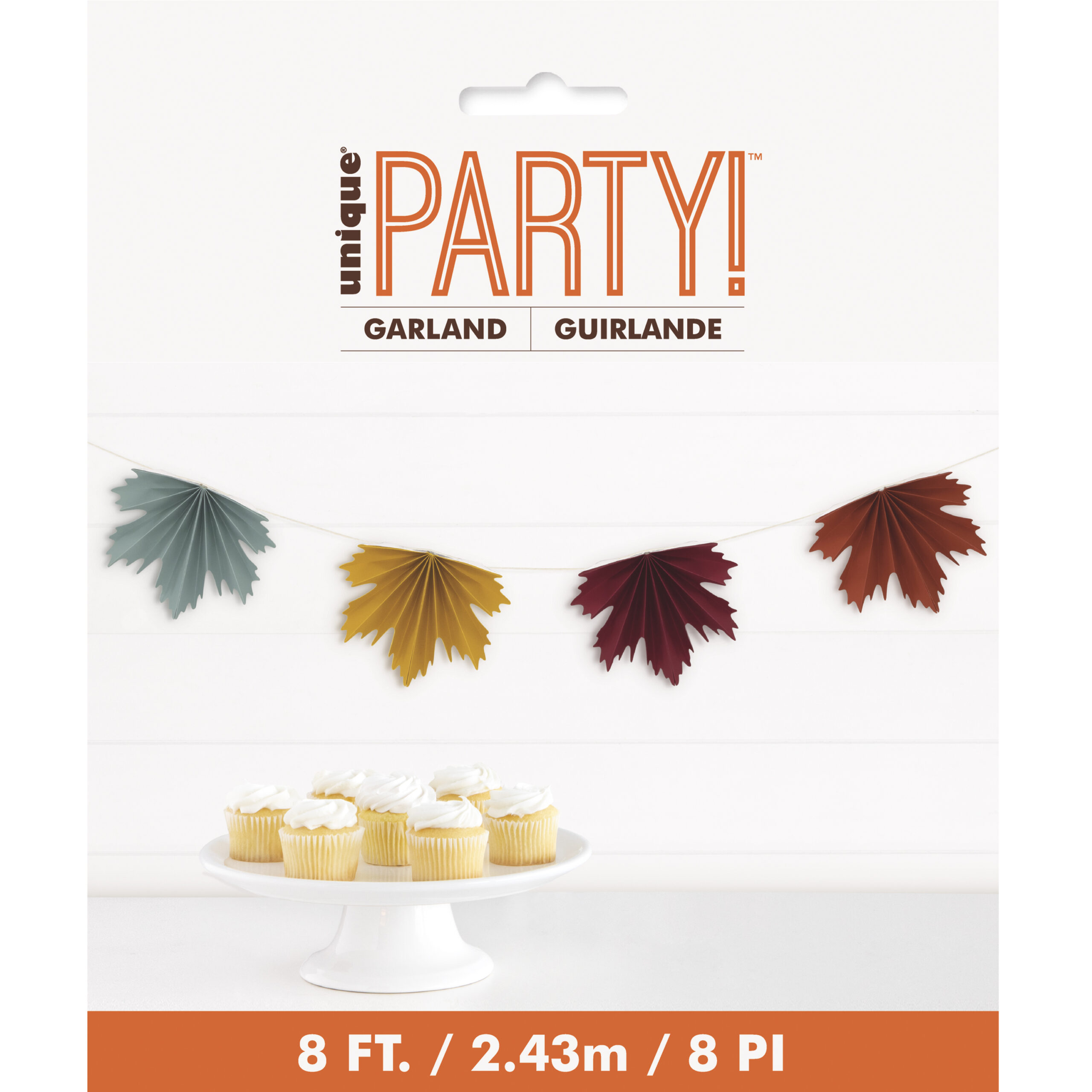 Elegant Thanksgiving Leaf Shaped Paper Fan Garland 8 ft