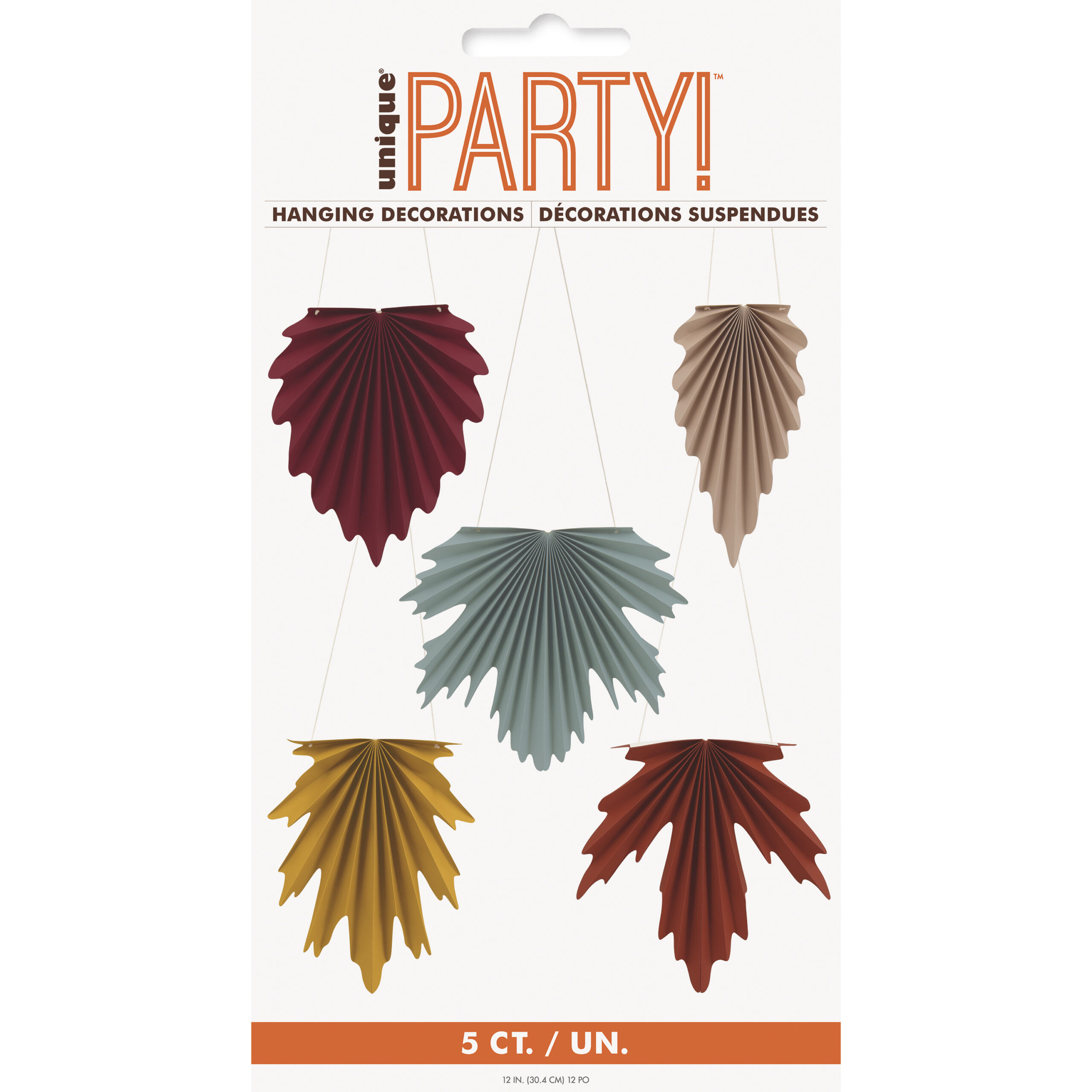 Elegant Thanksgiving Paper Fan Leaf Decorations 5ct