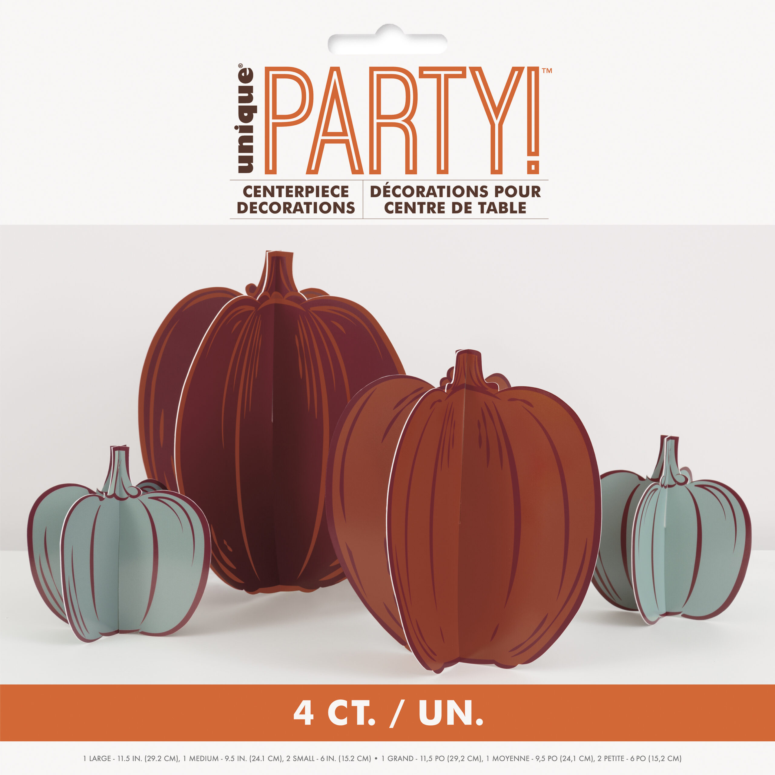 Elegant Thanksgiving Paper Board Pumpkin Decorations 4ct