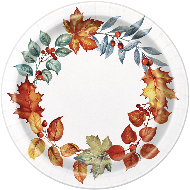 Fall Flair Thanksgiving Round 9" Dinner Plates 8ct