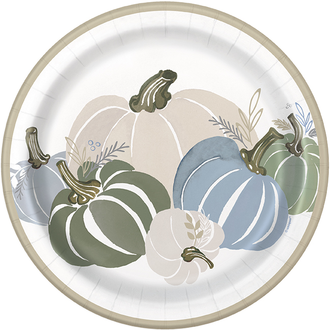 Modern Pastel Thanksgiving Round 9" Dinner Plates 8ct