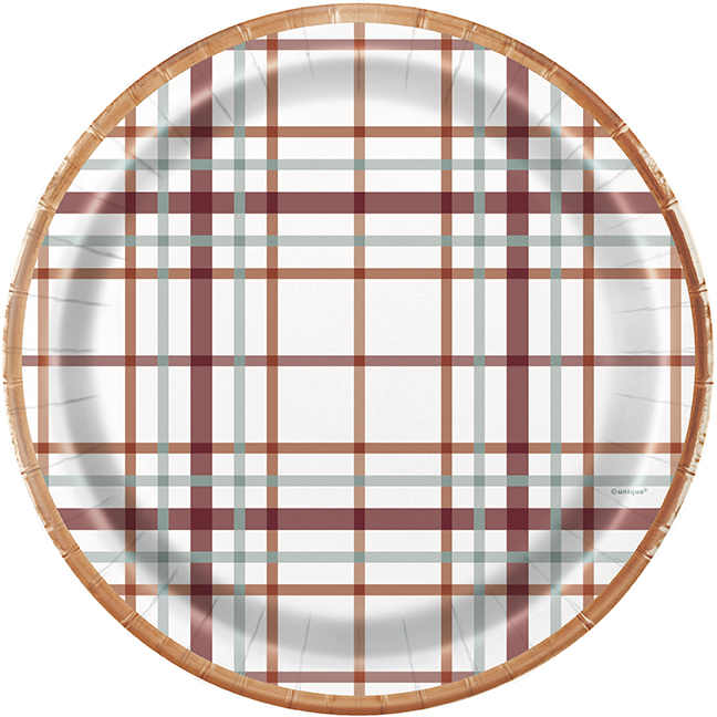 Elegant Thanksgiving Round 9" Dinner Plates 8ct - Foil Stamping
