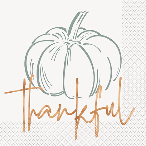 Elegant Thanksgiving "Thankful" Luncheon Napkins 16ct - Foil Stamping
