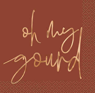 Elegant Thanksgiving "Oh My Gourd" Beverage Napkins 16ct - Foil Stamping