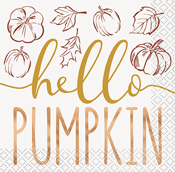 Chic Thanksgiving "Hello Pumpkin" Beverage Napkins 16ct - Foil Stamping
