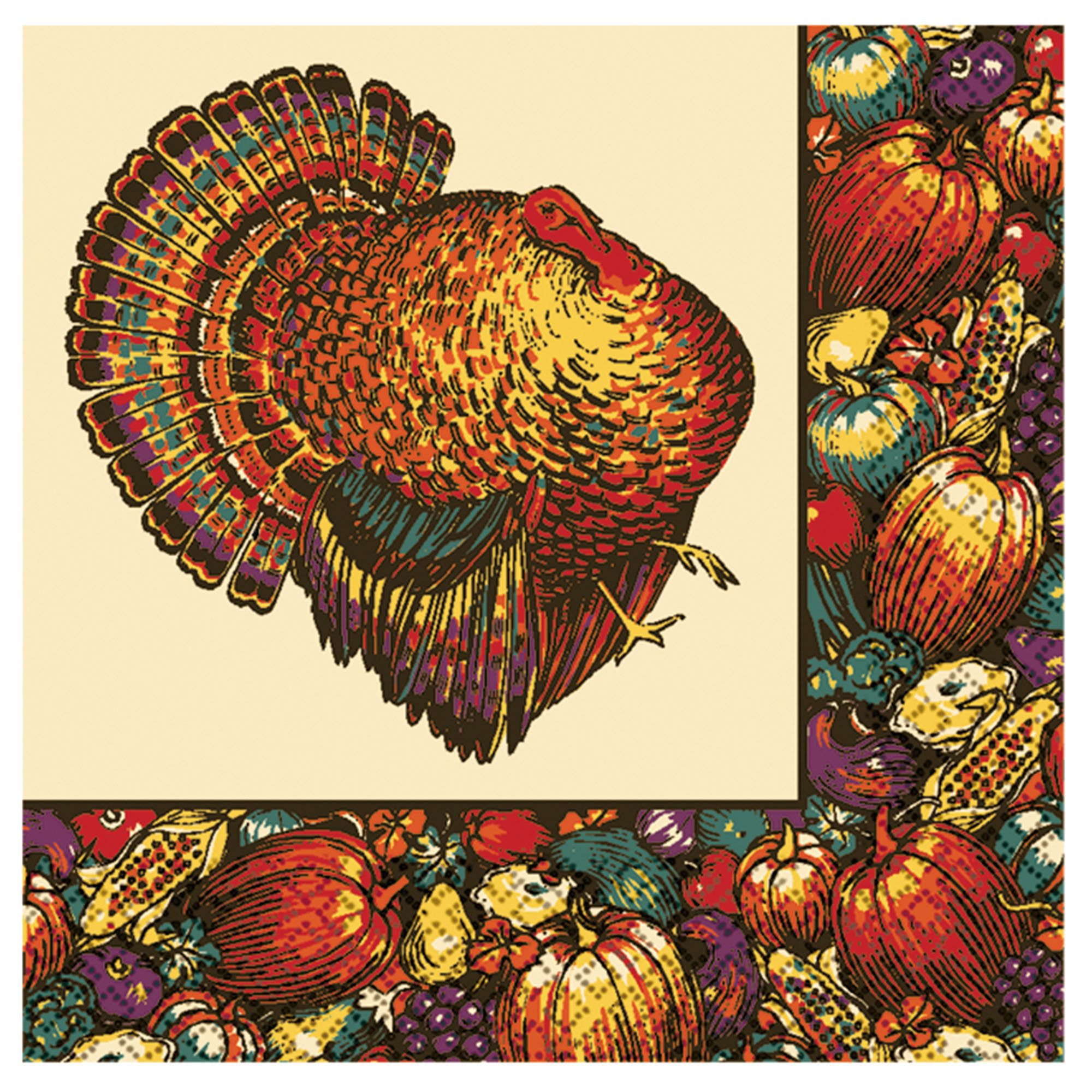 Autumn Turkey Beverage Napkins, 30ct Package