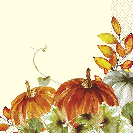 Watercolor Fall Pumpkins Luncheon Napkins 16ct