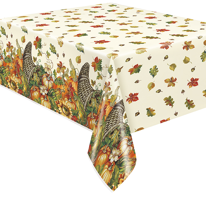 Harvest Pumpkins Rectangular Plastic Table Cover 54"x84"